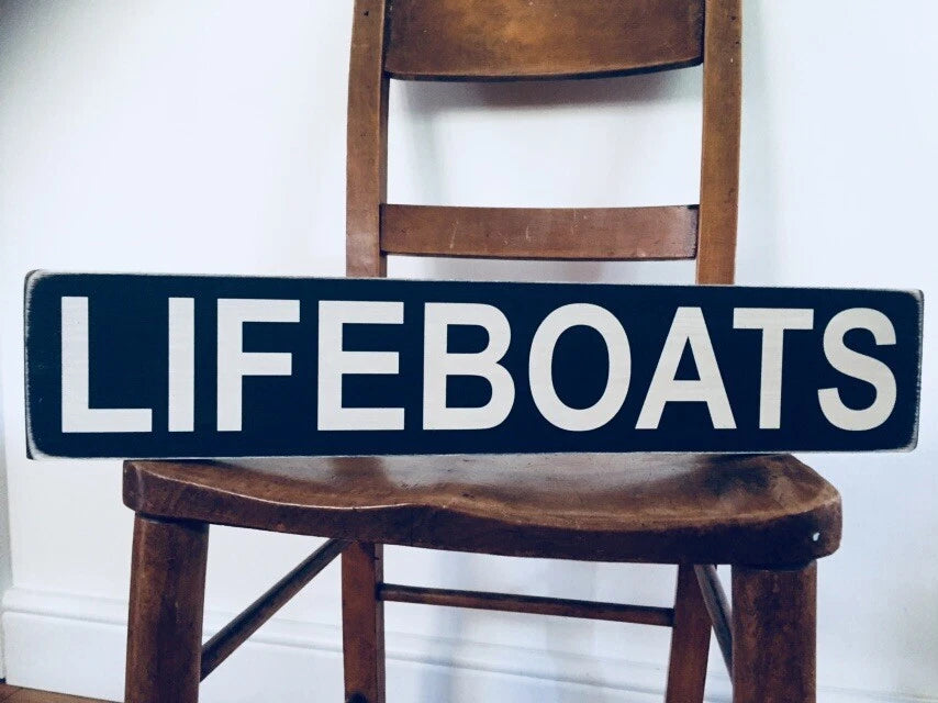 LIFEBOATS vintage wooden style handcrafted hand painted traditional sign