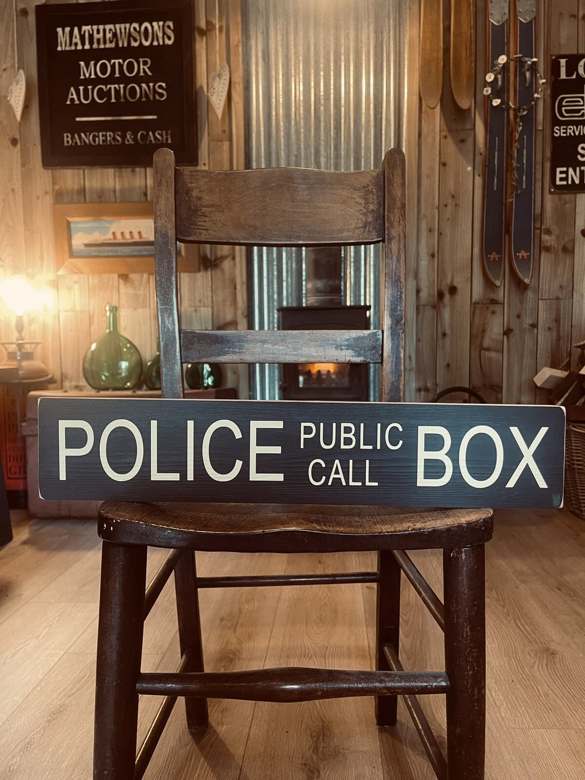 POLICE PUBLIC CALL BOX  vintage wooden style handcrafted hand painted traditional sign