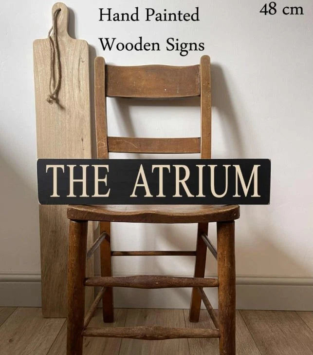 THE ATRIUM house sign wooden room signs