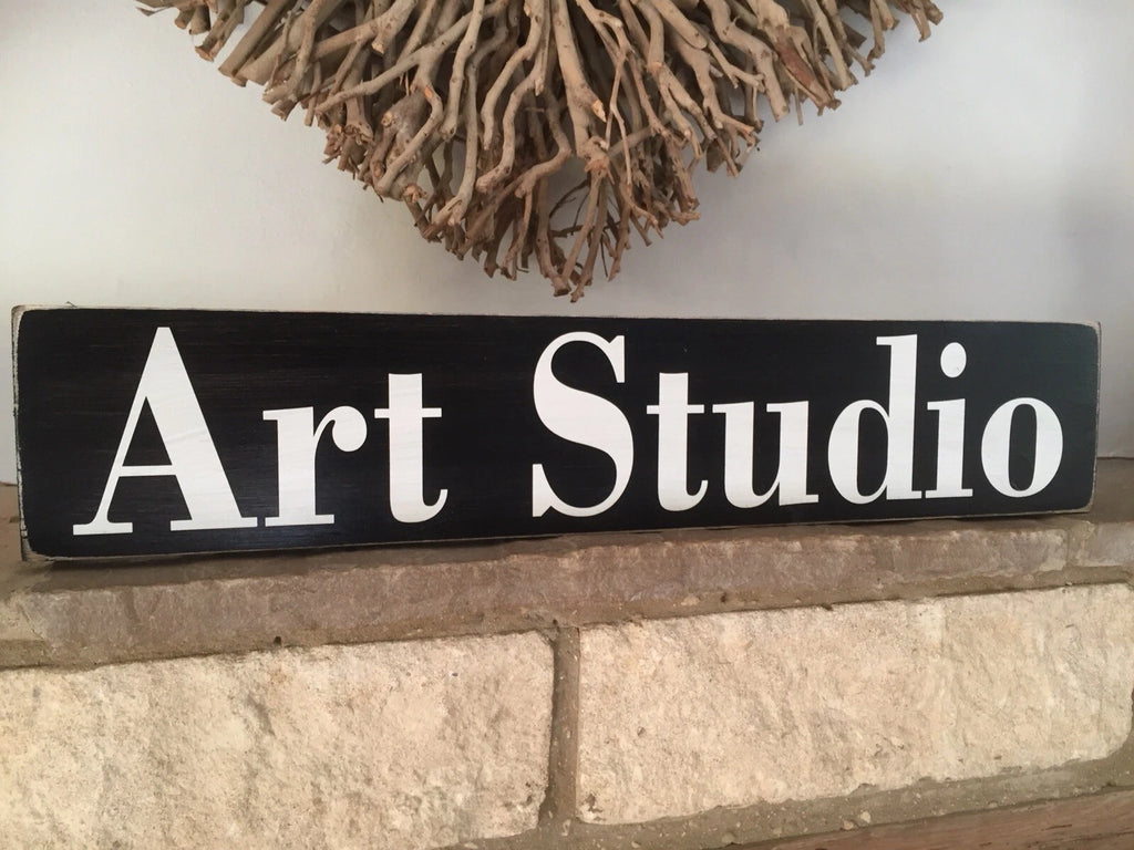 Sign Shop Studio Sign Art Studio Sign - Vintage Wooden Room Decor UK – Fat Frog Signs