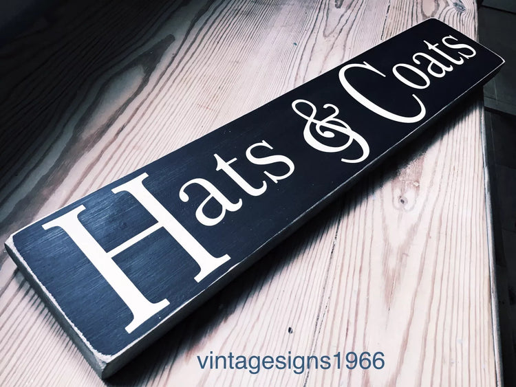 hats & coats sign wooden signs HATS & COATS