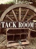 Vintage wooden Tack Room sign hand painted on natural wood
