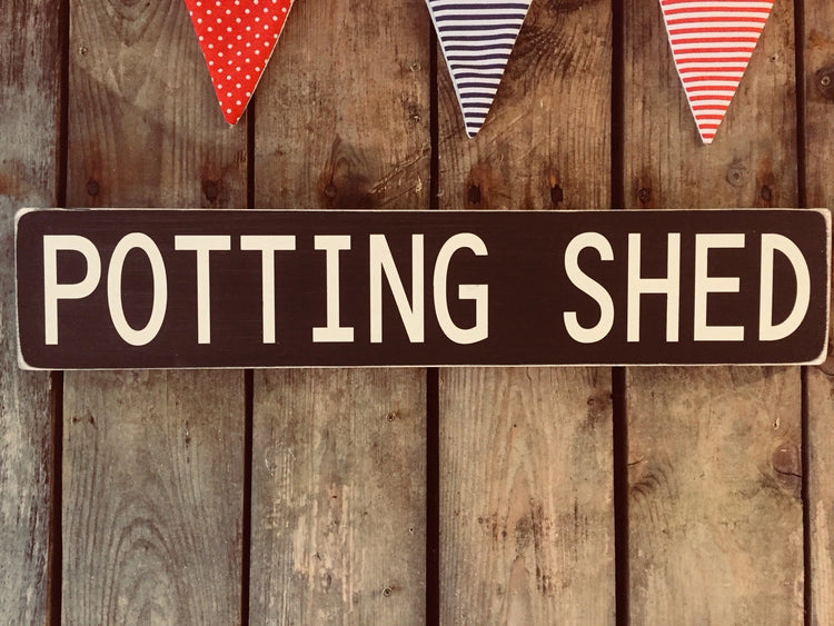 POTTING SHED  vintage wooden style handcrafted hand painted traditional sign