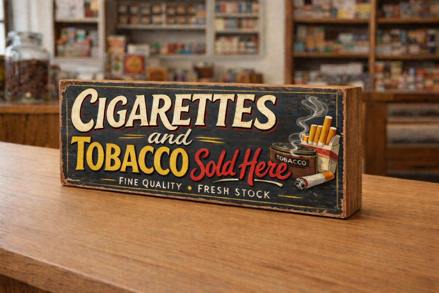 Cigarettes vintage style sign 28cm wooden signs tobacco old advertising sign