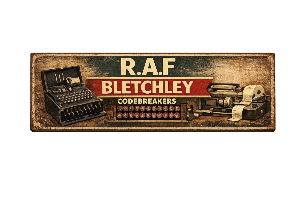 RAF Bletchley sign plaque wooden vintage style 28cm BLETCHLEY military