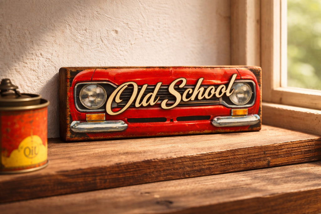 Classic ford Car sign Old School 70s cars Retro Garage Man Cave Gift Wooden 28cm