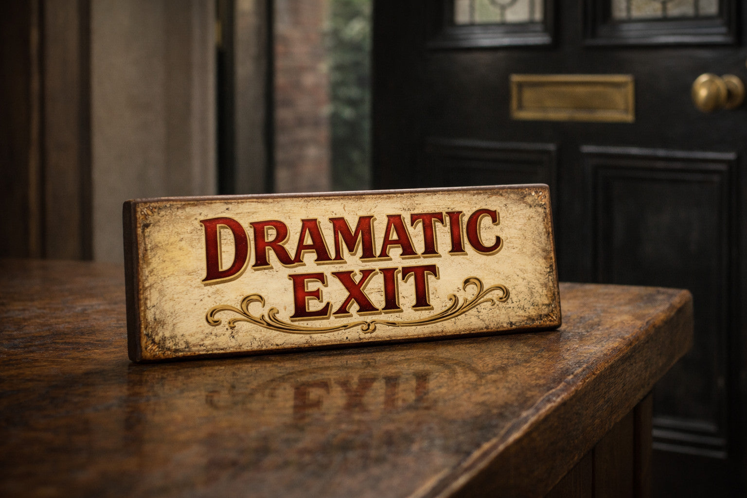 Dramatic Exit vintage style sign plaque Hallway kitchen Stage Door Box Office