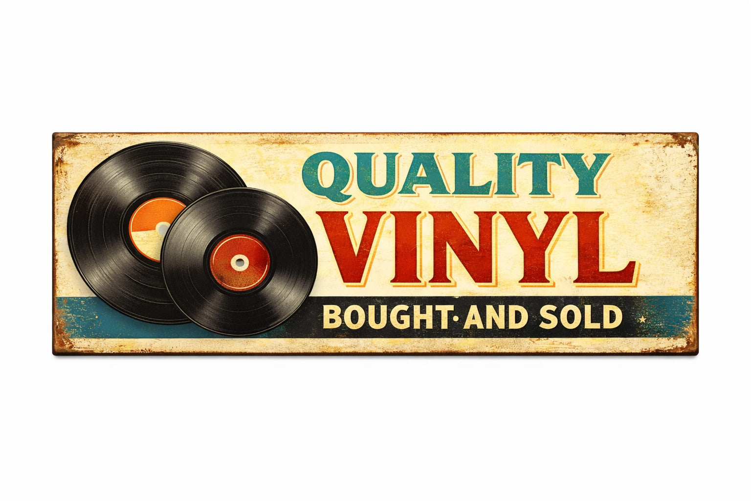 Vinyl Retro Shop Sign records Record Store wooden plaque 28cm shop window