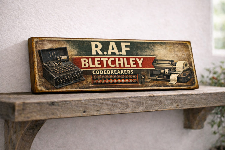 RAF Bletchley sign plaque wooden vintage style 28cm BLETCHLEY military