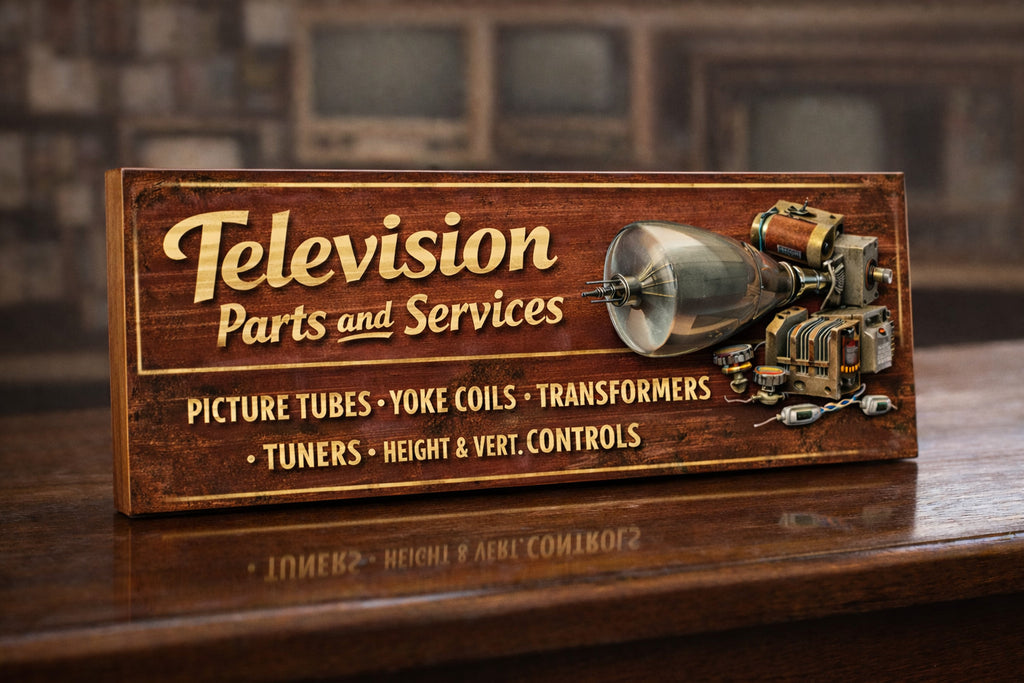 Television sign Vintage Classic style  28cm wooden signs repair parts plaque