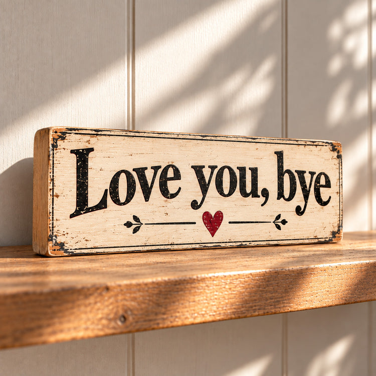 Love You Bye Sign Goodbye wooden signs Kitchen Vintage Style Door Signs Hallway