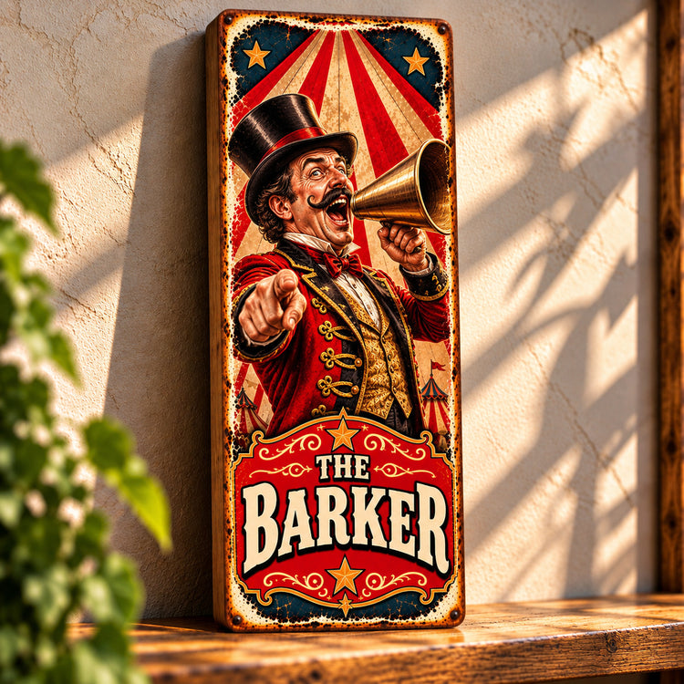 The Barker Sign wooden plaque vintage style fairground CIRCUS Clowns Horror