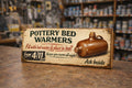 Stoneware bed warmer sign, vintage pottery signs antique advertising signs wood