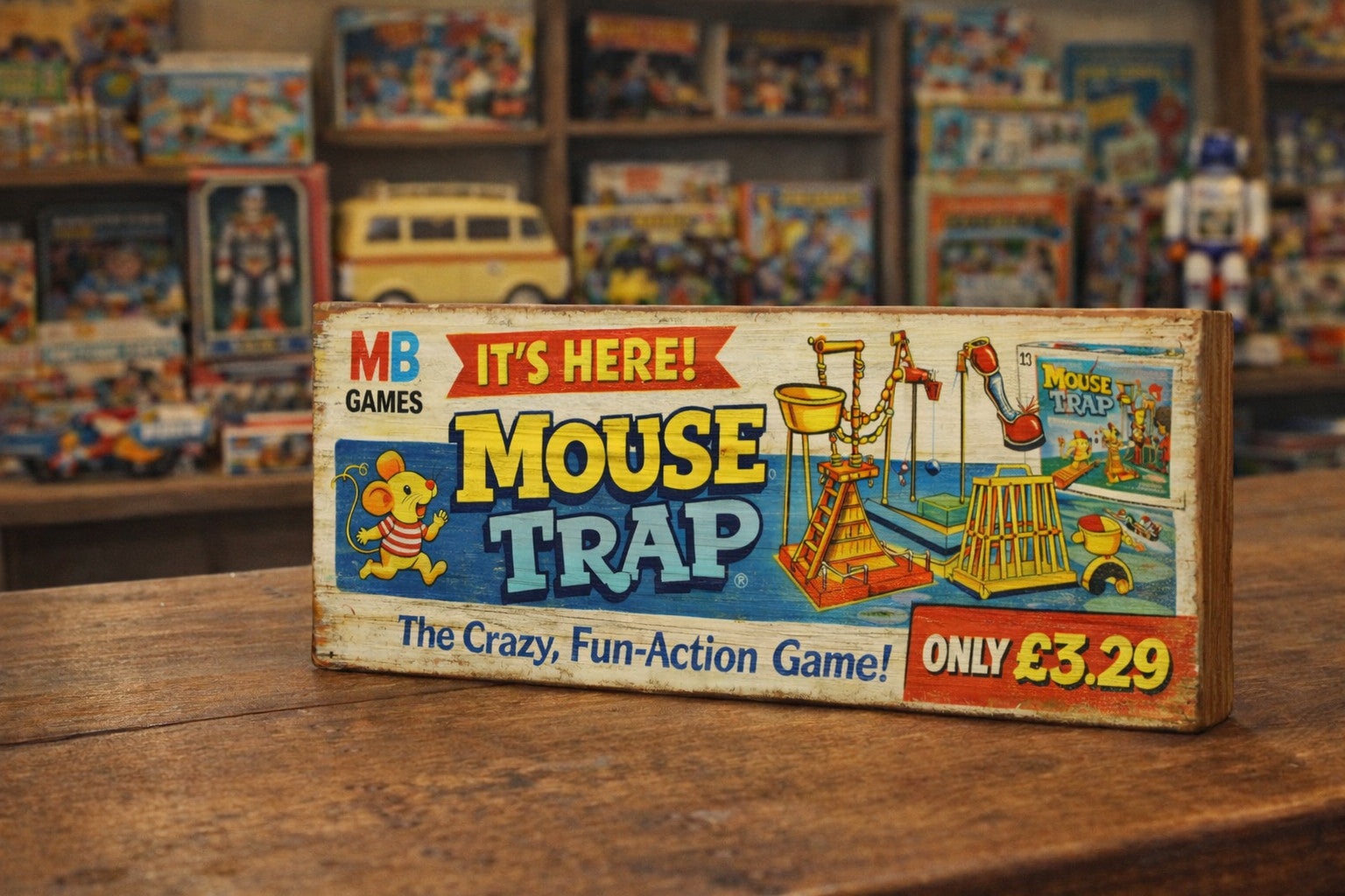 Mouse Trap Sign vintage classic style advertising signs wooden 28cm old toys
