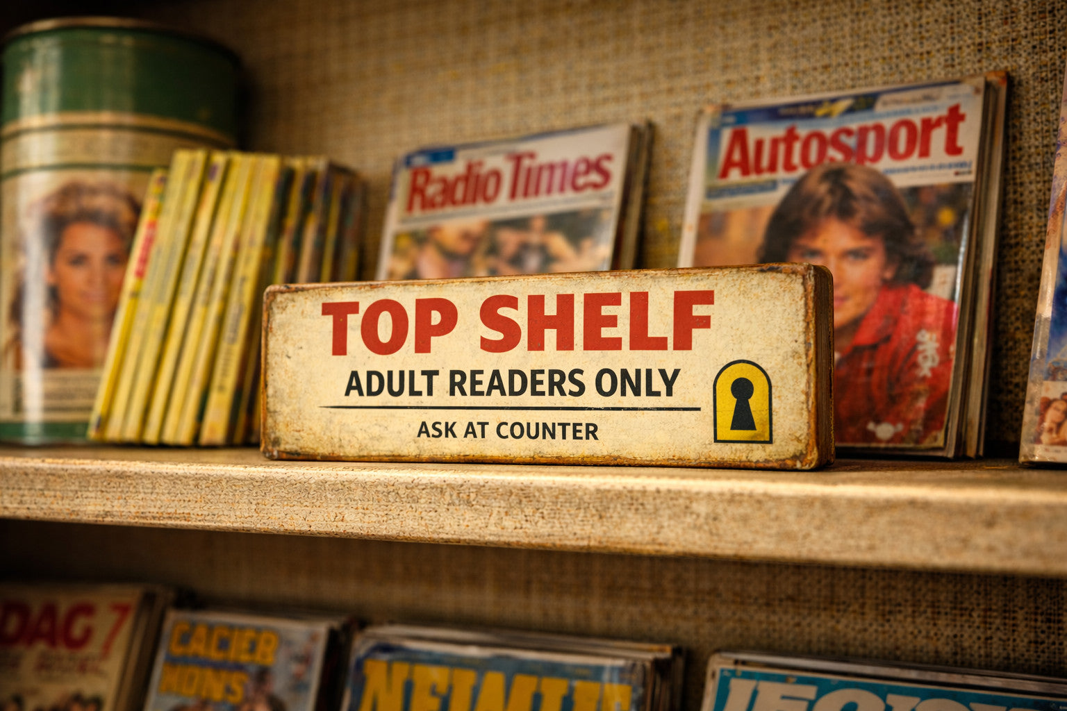 70s Magazines for men sign vintage style classic wooden shop signs fun Naughty