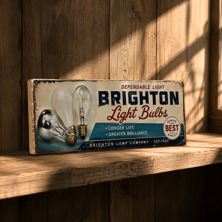 Vintage Light Bulbs Sign 1950s retro style Fun Wooden Signs