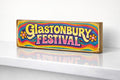 Glastonbury festival sign retro vintage style wooden signs Music GLASTONBURY