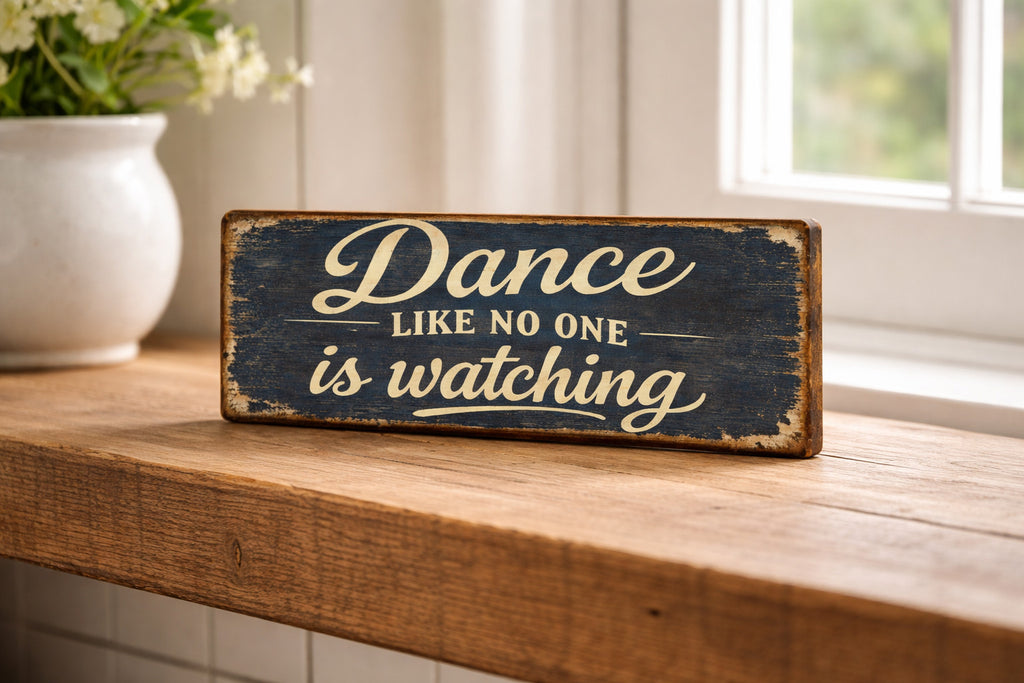 Dance like no one  is watching Vintage Style wooden Signs Rustic 28cm kitchen