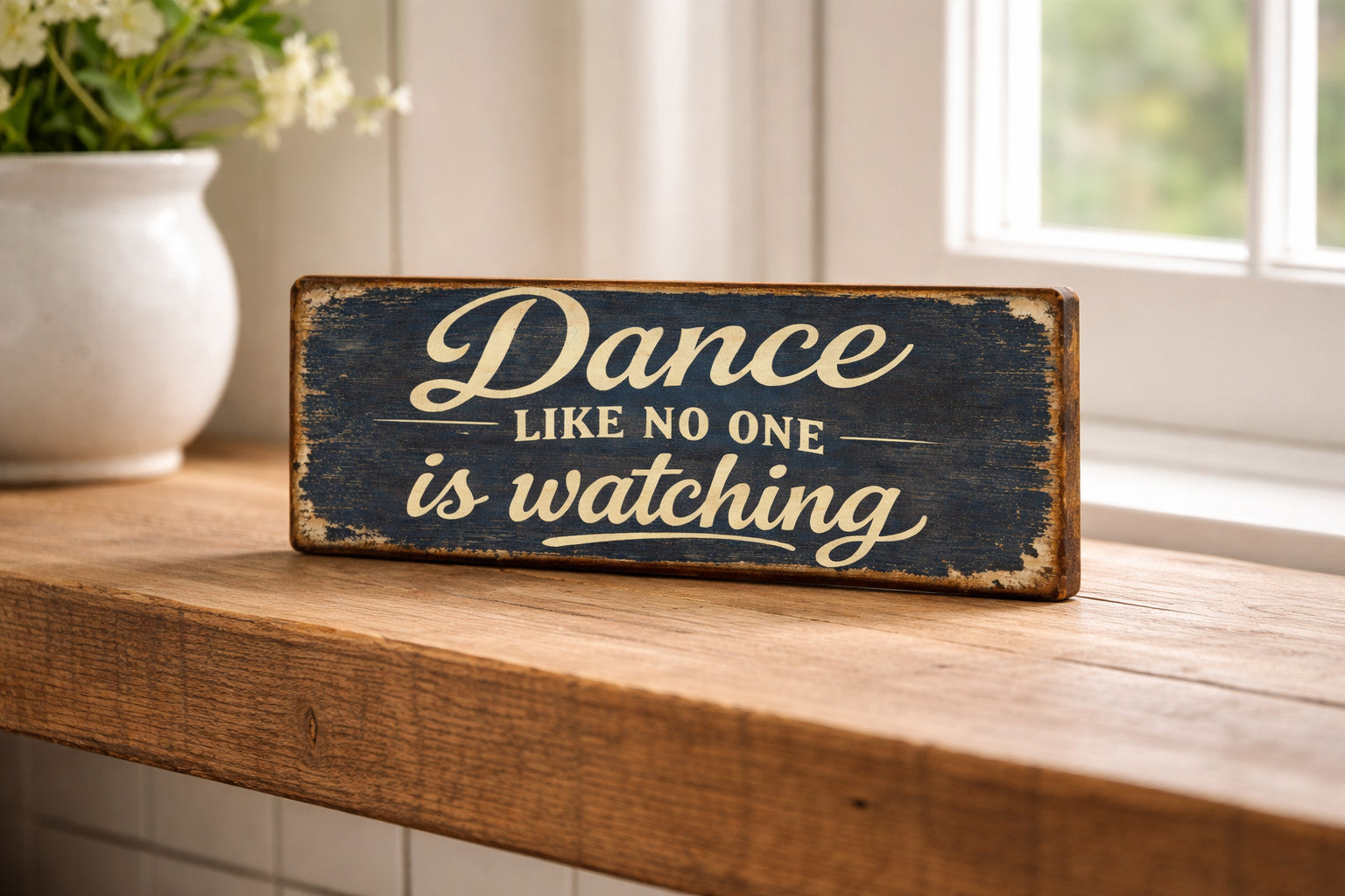 Dance like no one  is watching Vintage Style wooden Signs Rustic 28cm kitchen