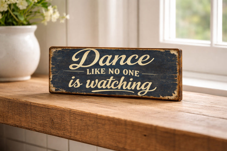 Dance like no one  is watching Vintage Style wooden Signs Rustic 28cm kitchen