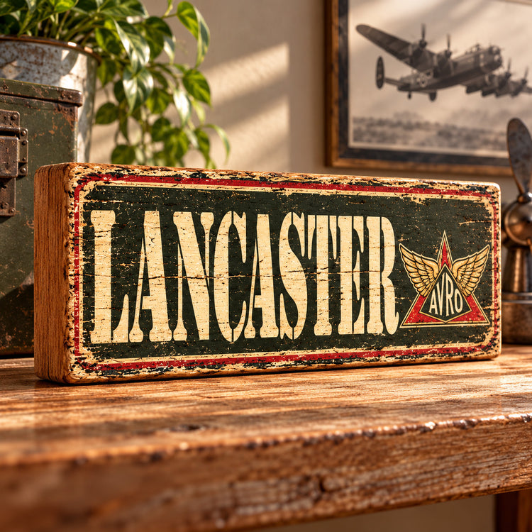 Avro Lancaster Bomber Wooden Sign Vintage Retro RAF WW2 Military Aviation Aircra