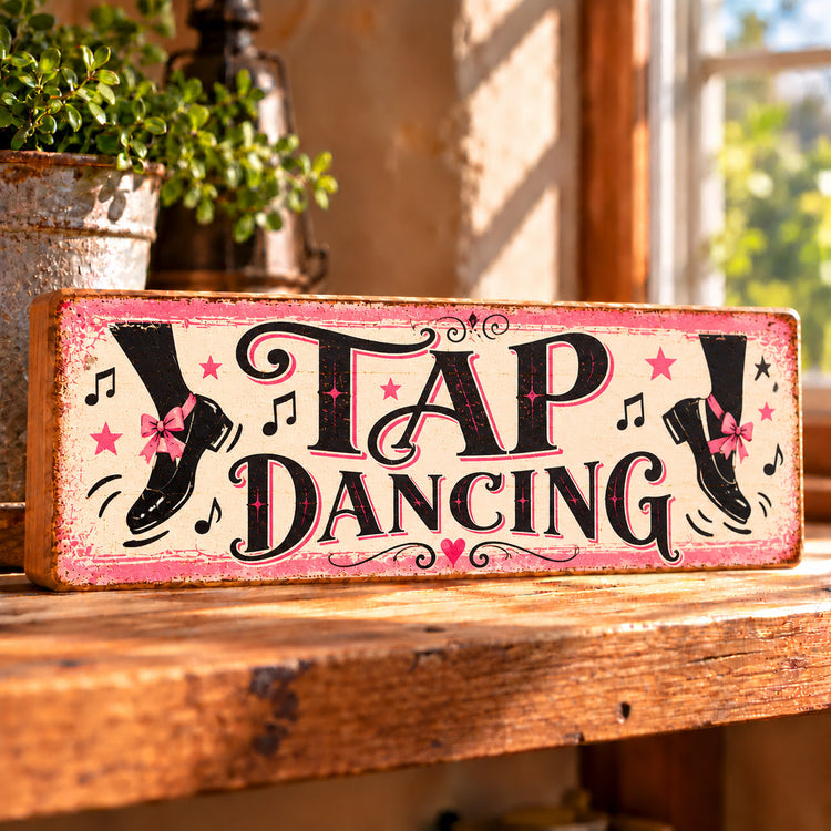 Tap Dancing Wooden Plaque TAP DANCE Sign Girls Room Decoration 28cm