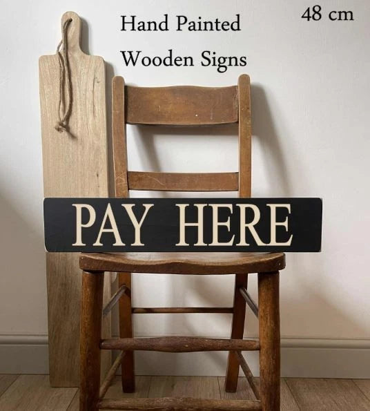 Pay Store Sign Pay Here Sign - Vintage Wooden Retail Shop Decor UK – Fat Frog Signs
