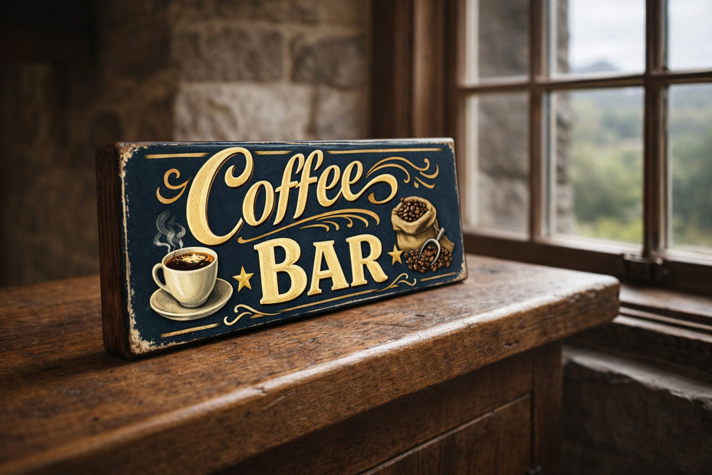 Coffee Sign Coffee Bar Vintage Style wooden Signs Rustic 28cm cosy kitchen café