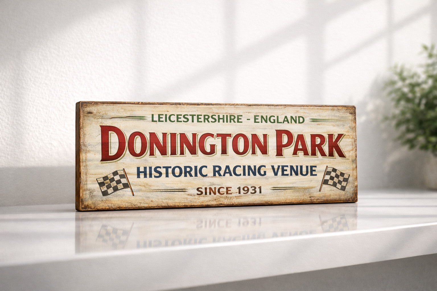 Donington Park Sign vintage style wooden race circuit signs 28cm England