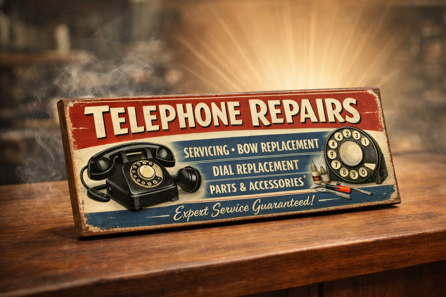 Telephone Sign Vintage telephones Retro 28cm wooden sign 50s 60s 28cm