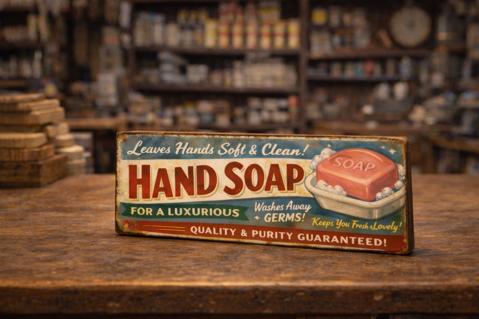 Soap sign Vintage Antique Style wooden signs bathroom kitchen