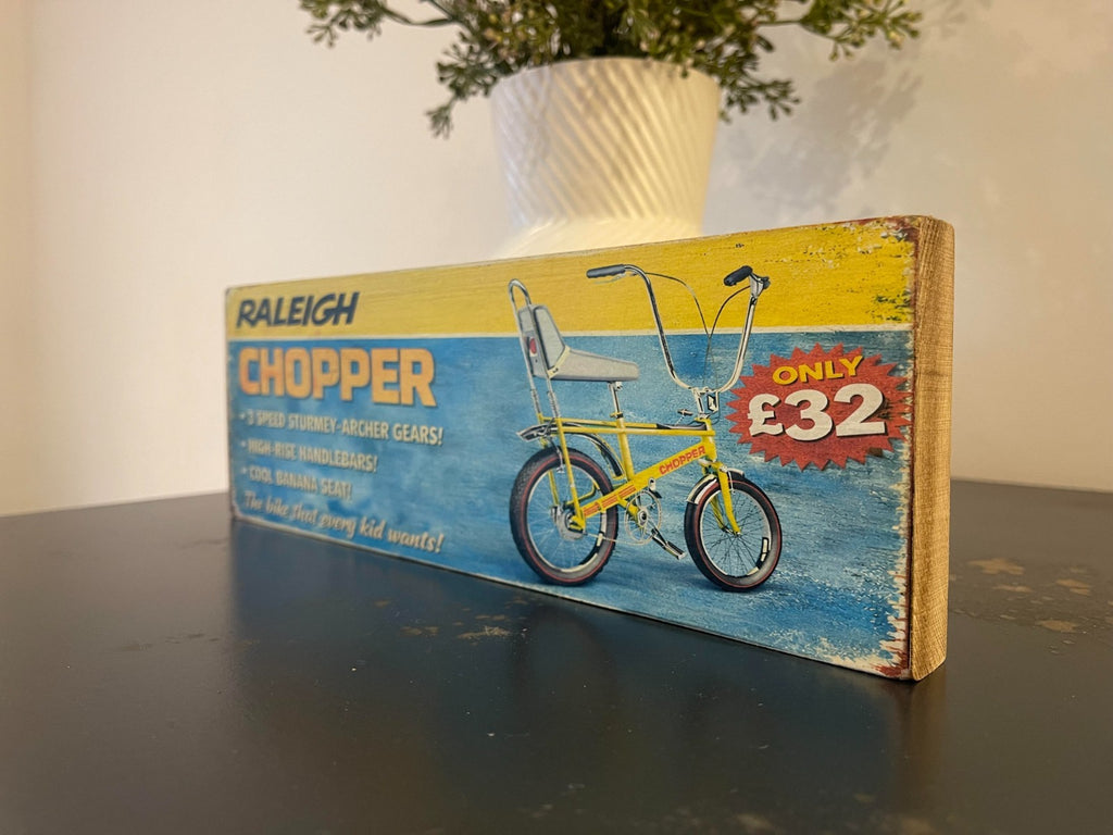 Chopper Raleigh Sign retro vintage style signs wooden plaques old pushbikes 28cm