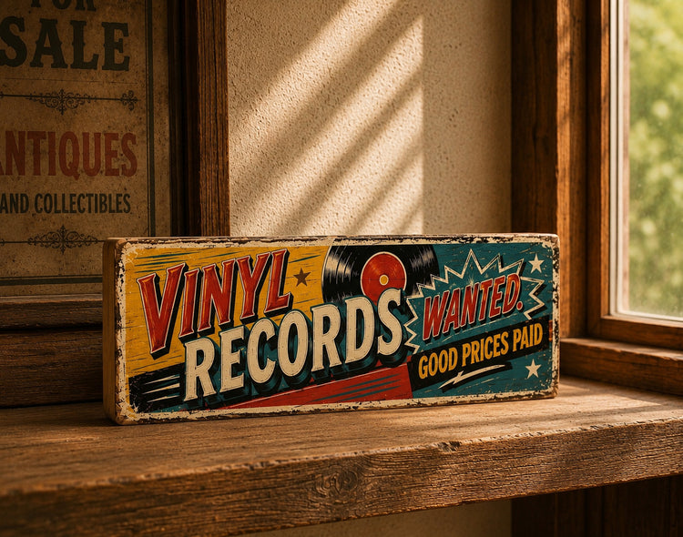 Vinyl Records Wanted Sign Record Shop Decor LP 45