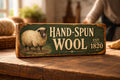 Sheep Wool vintage style sign Kitchen signs hand spun wool 28cm wooden signs
