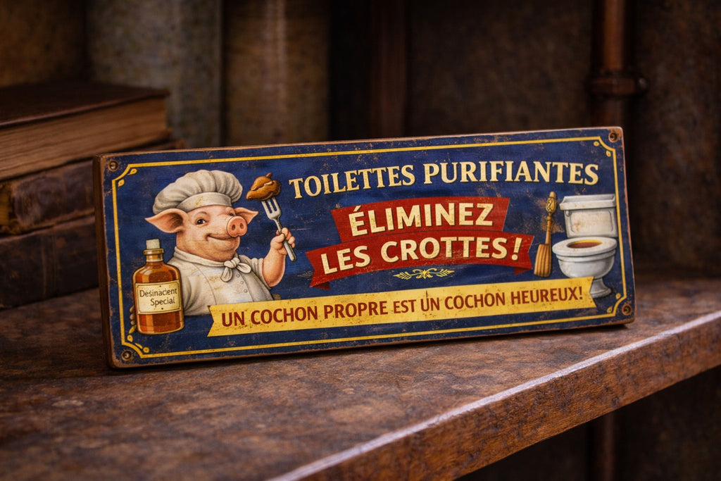 French sign vintage style toilet cleaner fun signs wooden classic kitchen toilet