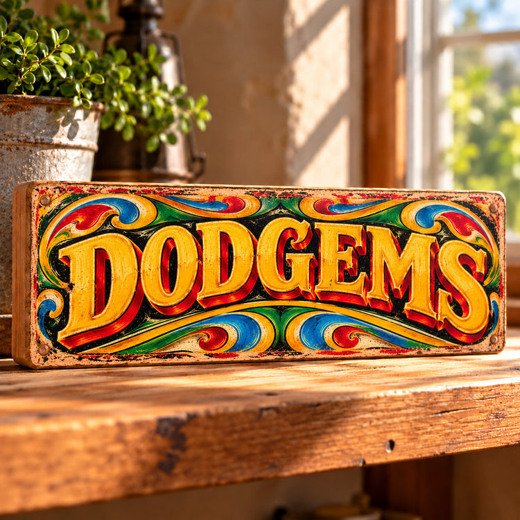 Dodgems Sign Vintage Style Sign 28cm Wooden Funfair Bumper Cars Circus
