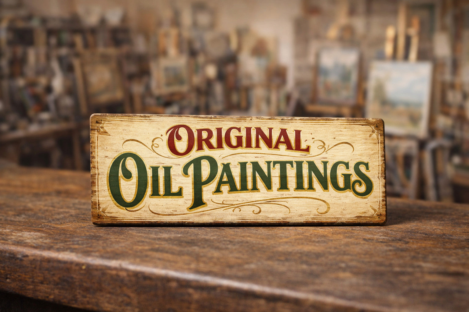 Oil Paintings sign vintage antique style art Wooden Signs display signs Artist