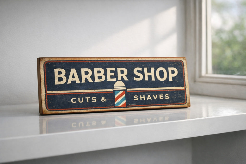 Barbers Shop sign vintage style wooden signs 28cm BARBERS hair dressers