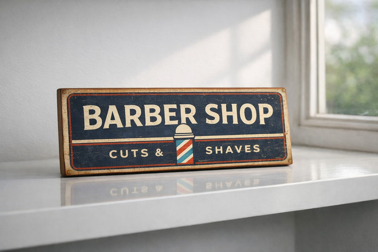 Barbers Shop sign vintage style wooden signs 28cm BARBERS hair dressers