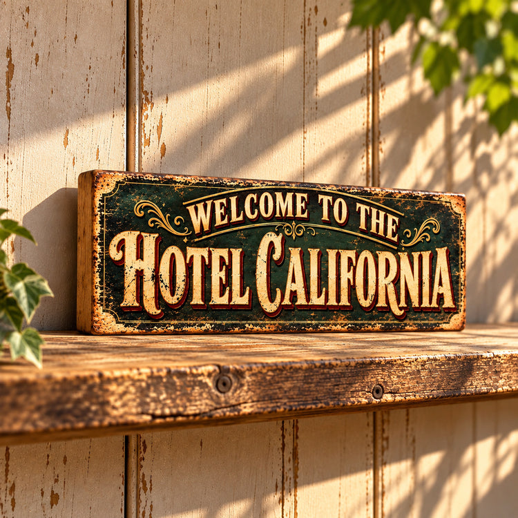 Welcome to the Hotel California wooden sign Vintage Style HOTEL CALIFORNIA 28cm