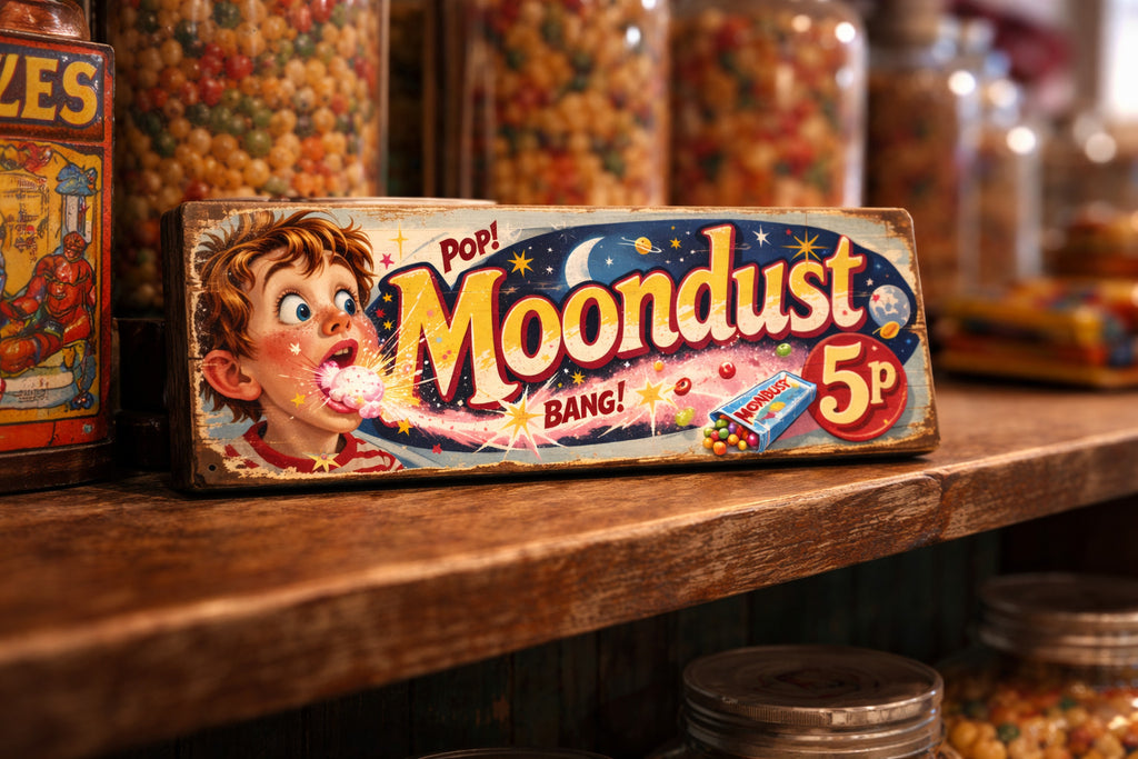 Moondust Sign Vintage Sweet shop signs wooden advertising 70s Retro Si ...