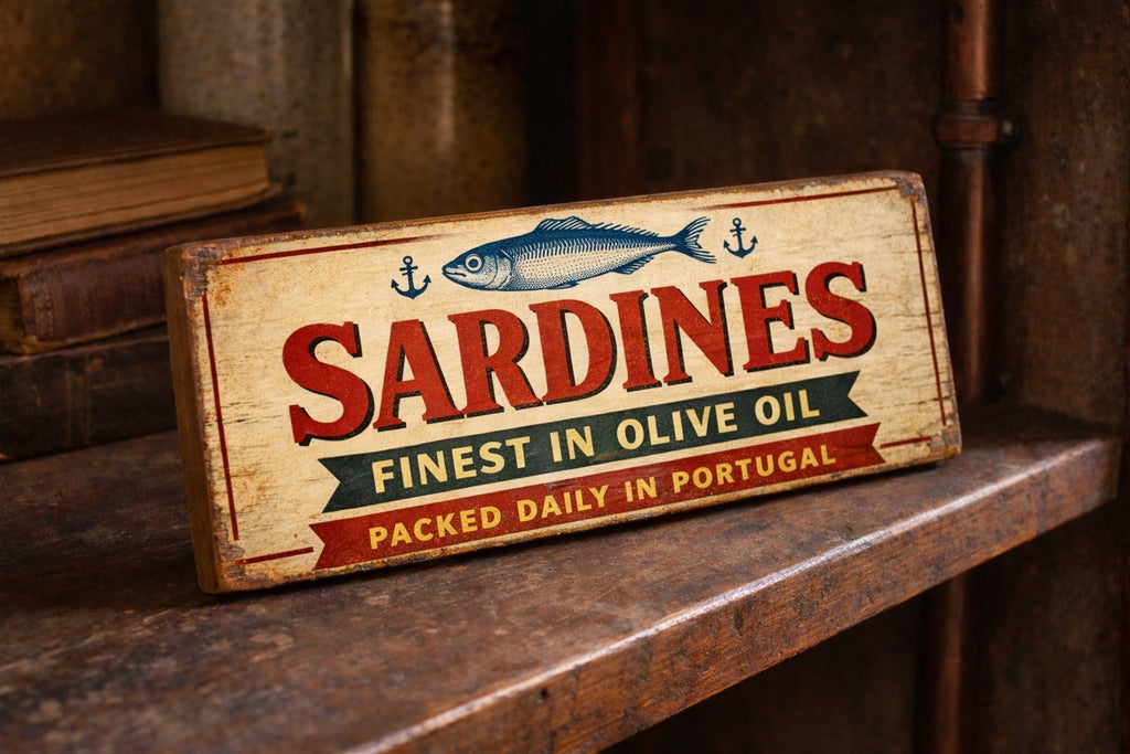 Kitchen signs Sardines sign wooden kitchen fish shop advertising signs 28cm Cafe