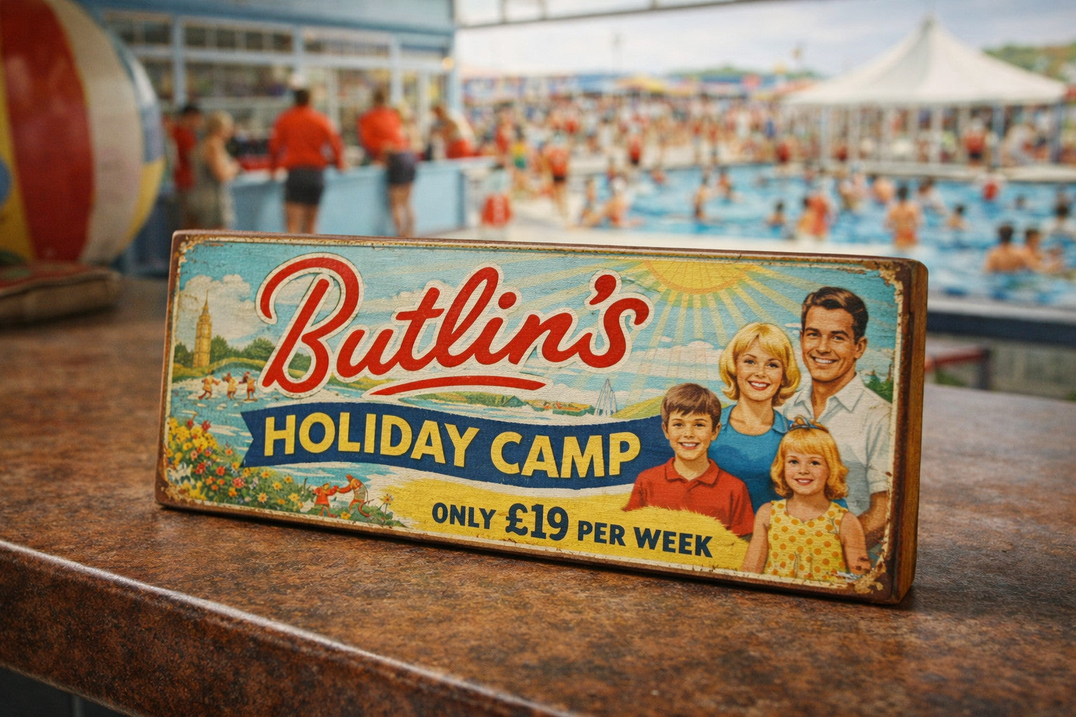 Holiday camp Butlins 60s 70s Punch & Judy sign holiday signs classic wooden sign