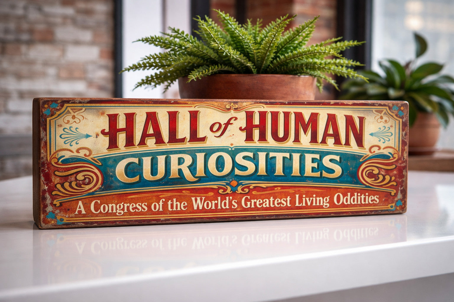 Human Curiosities sign fairground Circus Vintage Style Freaks Curios Plaque