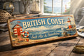 British Coast sign vintage style seaside bathroom ship signs beach wooden 28cm