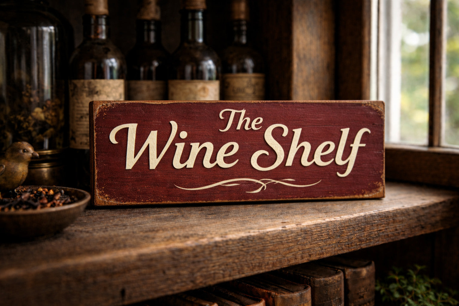 Wine sign Wine shelf wooden signs vintage style red wine white snug cosy gift