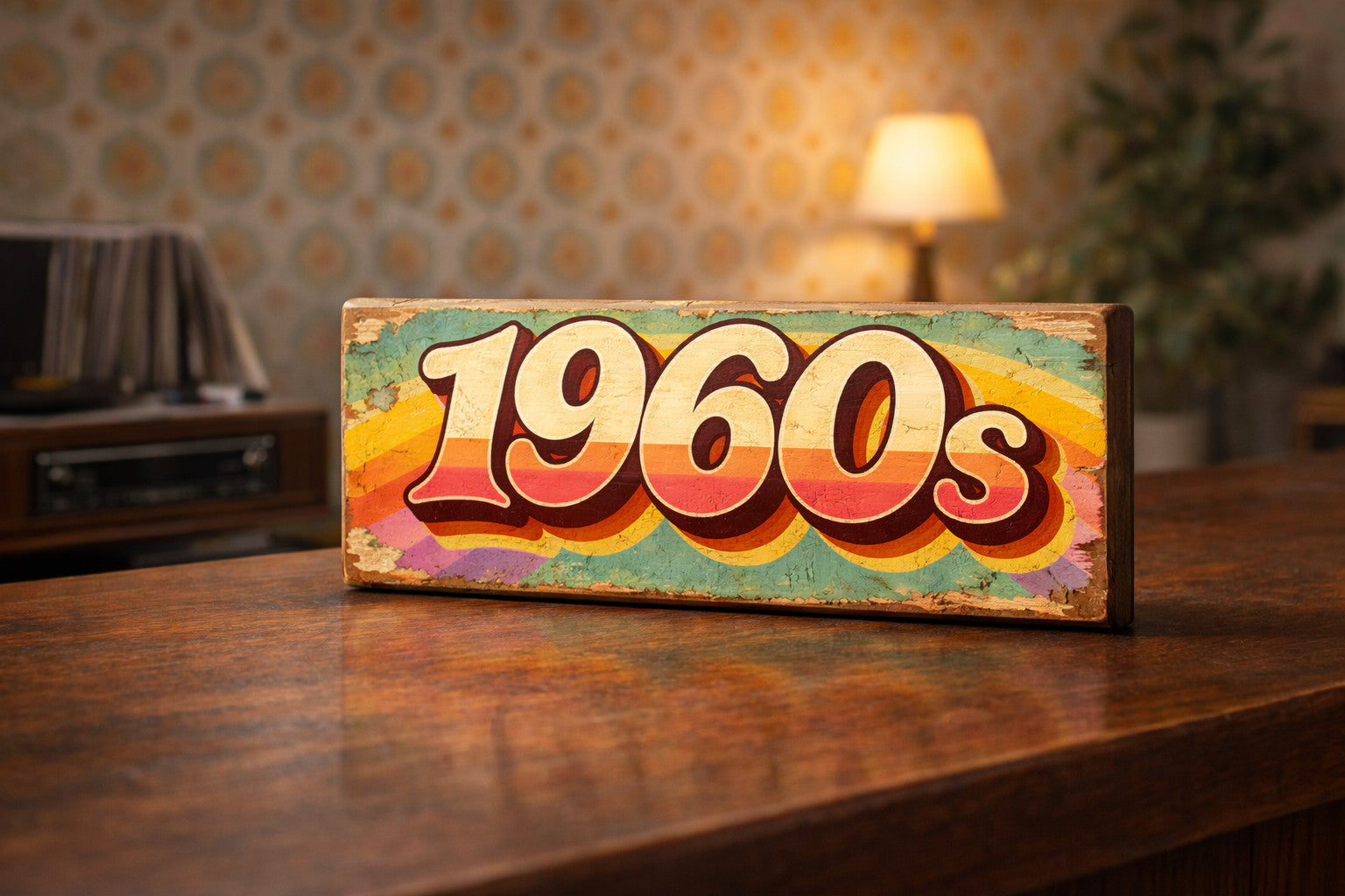 1960s sign vintage style wooden sign 70s 60s 28cm plaque Retro