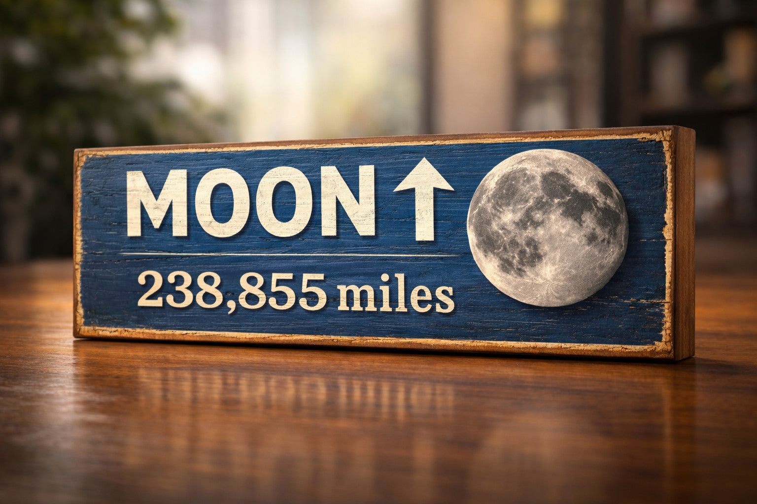 Moon Sign Space Stars Earth Astronomy Wooden Vintage Style Wall Plaque Astronaut