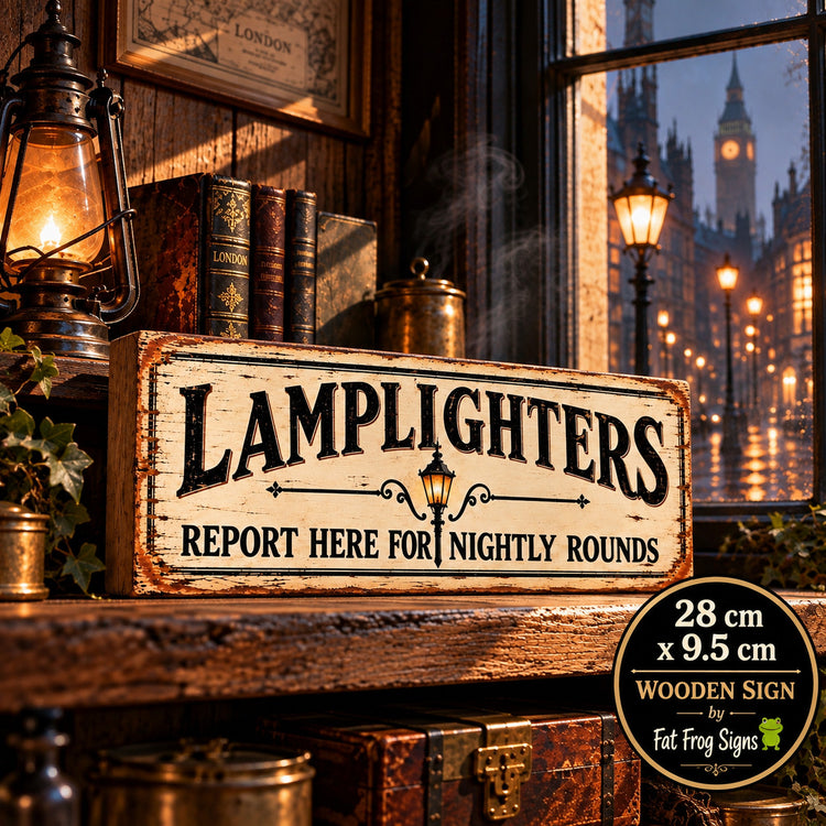 Lamplighters Sign Victorian signs lamp vintage style wooden signs London 28cm