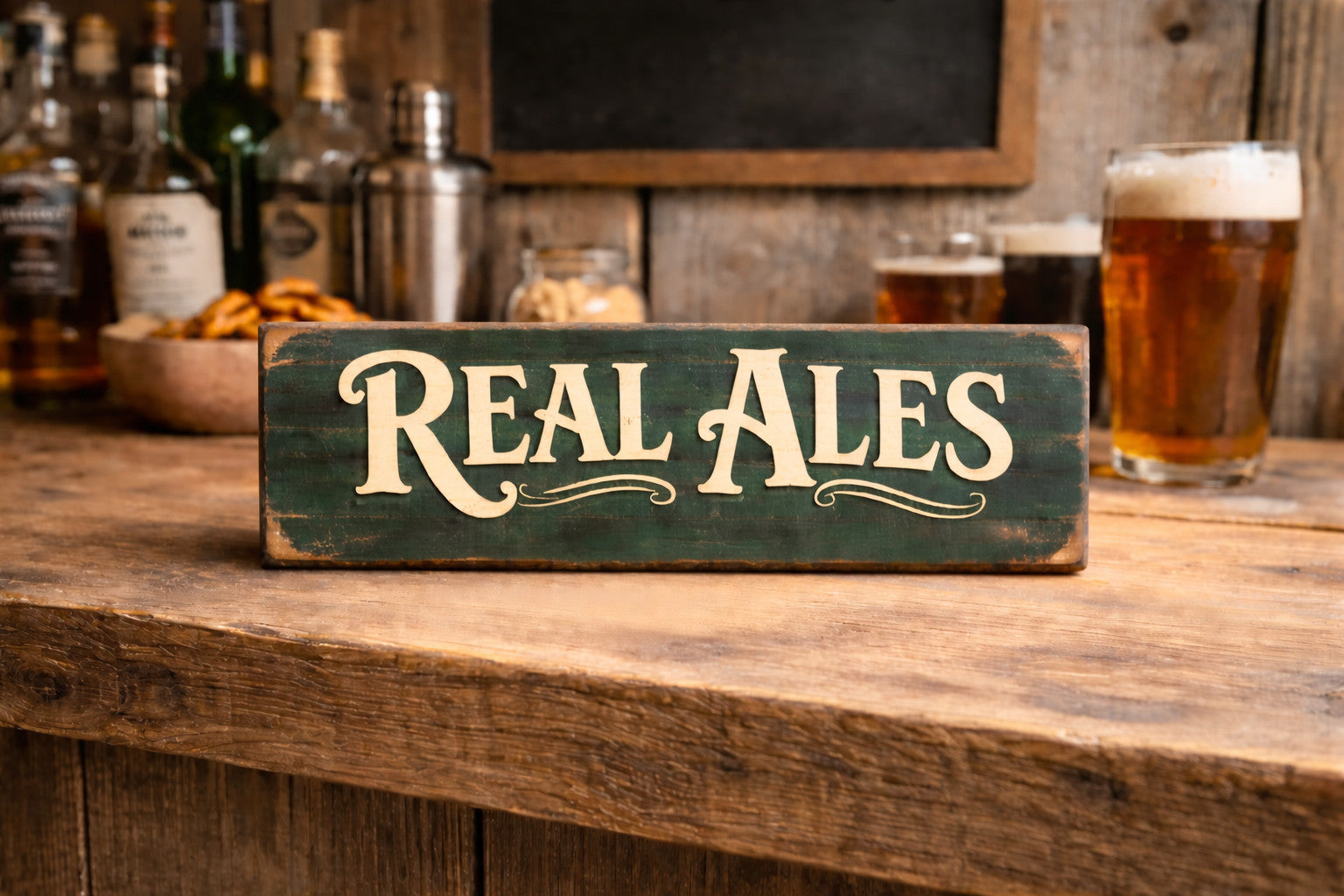 Real Ales sign Home Bar Man Cave pub signs wooden sign 28cm rustic